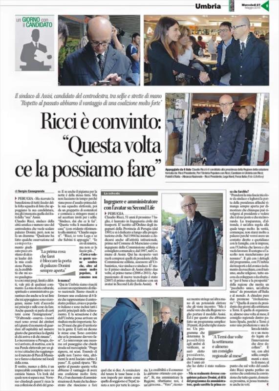 Intervista a Ricci - Il Corriere dell´Umbria